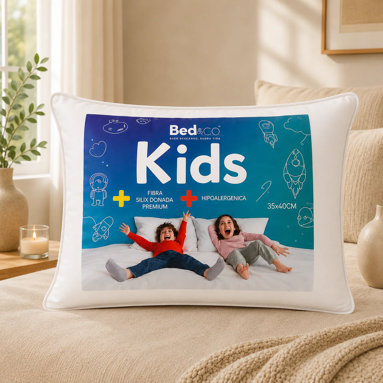 Almohada infantil de fibra siliconada Bed&Co
